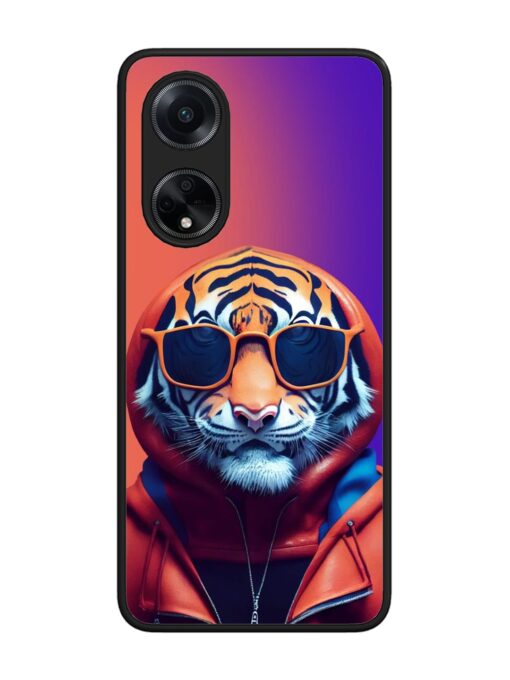 Tiger Animation Glossy Metal Phone Cover for Oppo F23 (5G)