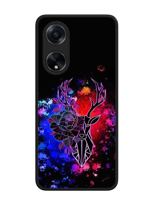 Floral Deer Art Glossy Metal Phone Cover for Oppo F23 (5G)