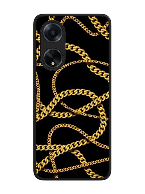 Decorative Golde Chain Glossy Metal Phone Cover for Oppo F23 (5G)