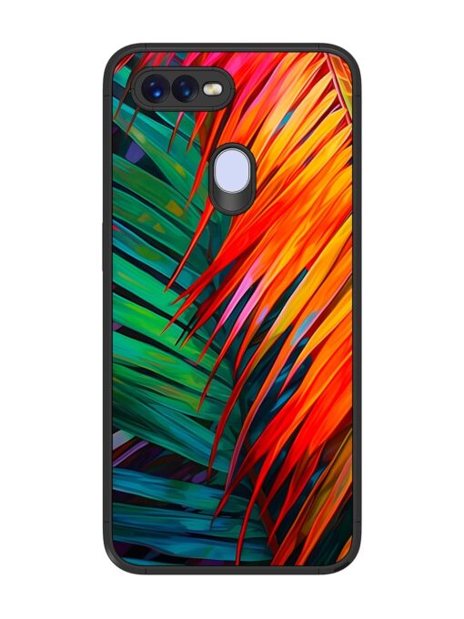 Painted Tropical Leaves Glossy Metal Phone Cover for Oppo F9 Zapvi