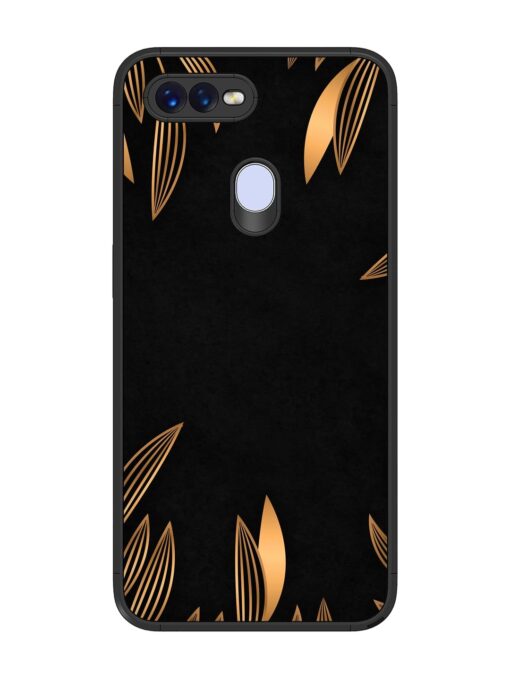 Golden Leaf Pattern Glossy Metal Phone Cover for Oppo F9 Zapvi