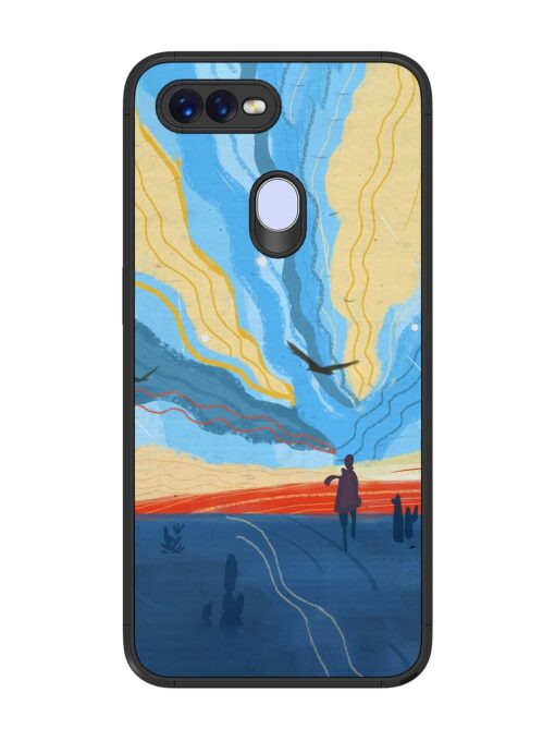 Minimal Abstract Landscape Glossy Metal Phone Cover for Oppo F9 Zapvi