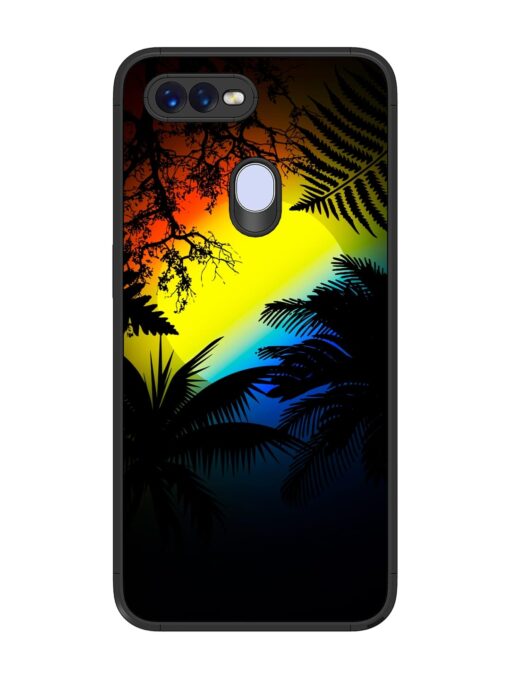 Colorful Sunset With Palm Trees Glossy Metal Phone Cover for Oppo F9 Zapvi