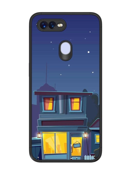 Vector Night House Glossy Metal Phone Cover for Oppo F9 Zapvi