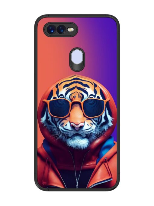 Tiger Animation Glossy Metal Phone Cover for Oppo F9 Zapvi