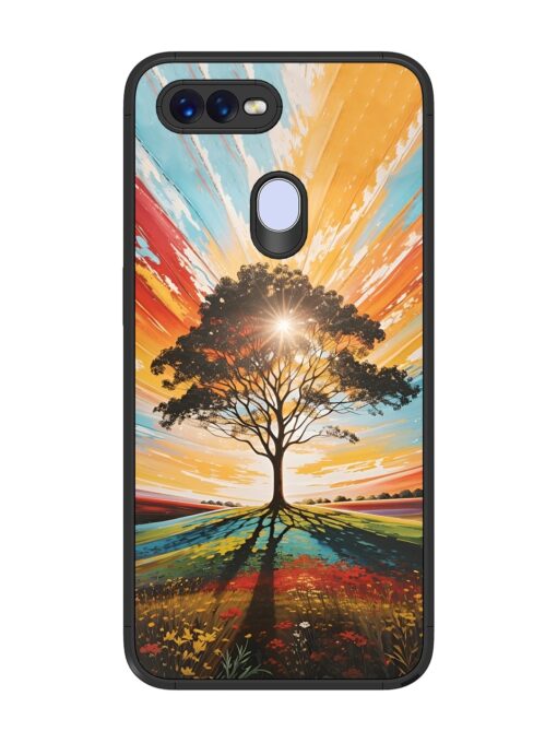 Abstract Tree Colorful Art Glossy Metal Phone Cover for Oppo F9 Zapvi