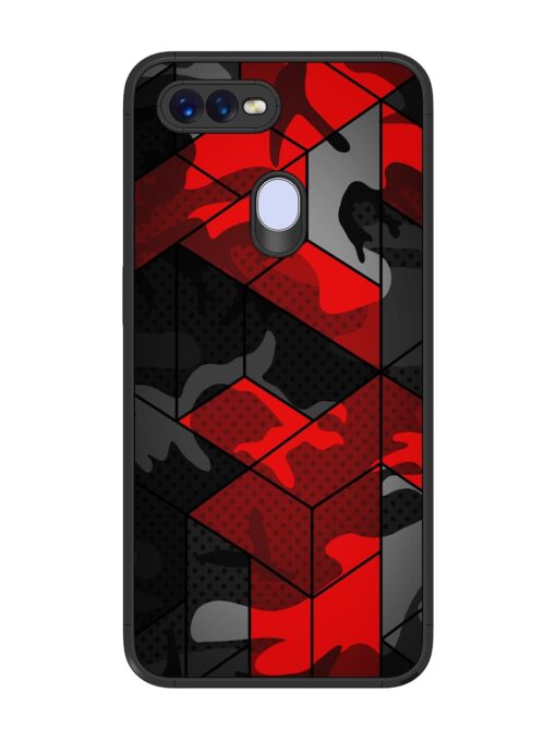 Royal Red Camouflage Pattern Glossy Metal Phone Cover for Oppo F9 Pro Zapvi