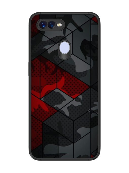 Red And Grey Pattern Glossy Metal Phone Cover for Oppo F9 Pro Zapvi