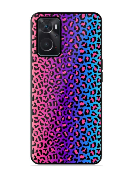 Colorful Leopard Seamless Glossy Metal Phone Cover for Oppo K10 (4G)