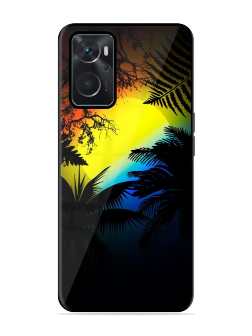 Colorful Sunset With Palm Trees Glossy Metal Phone Cover for Oppo K10 (4G) Zapvi