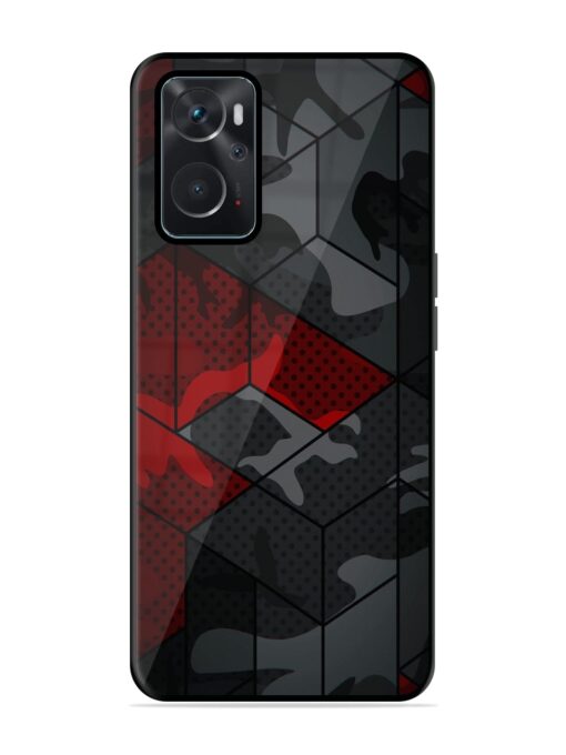 Red And Grey Pattern Glossy Metal Phone Cover for Oppo K10 (4G) Zapvi