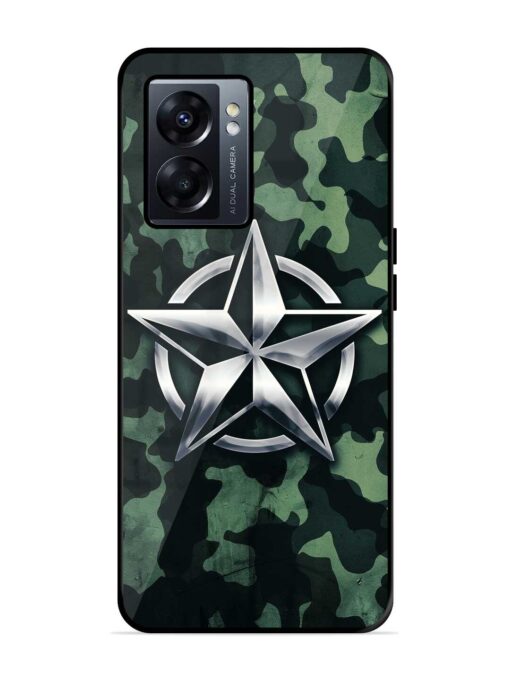 Indian Army Star Design Glossy Metal Phone Cover for Oppo K10 (5G)