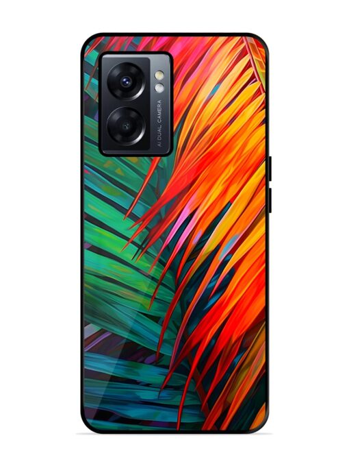 Painted Tropical Leaves Glossy Metal Phone Cover for Oppo K10 (5G) Zapvi