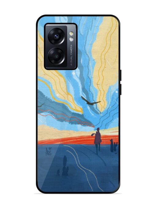 Minimal Abstract Landscape Glossy Metal Phone Cover for Oppo K10 (5G) Zapvi