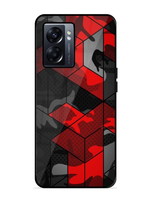 Royal Red Camouflage Pattern Glossy Metal Phone Cover for Oppo K10 (5G) Zapvi