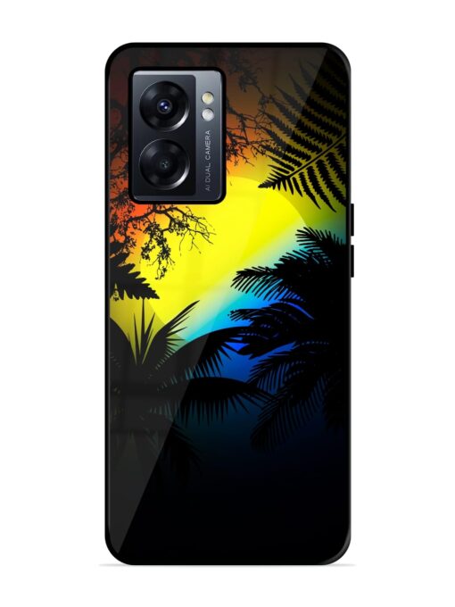 Colorful Sunset With Palm Trees Glossy Metal Phone Cover for Oppo K10 (5G)