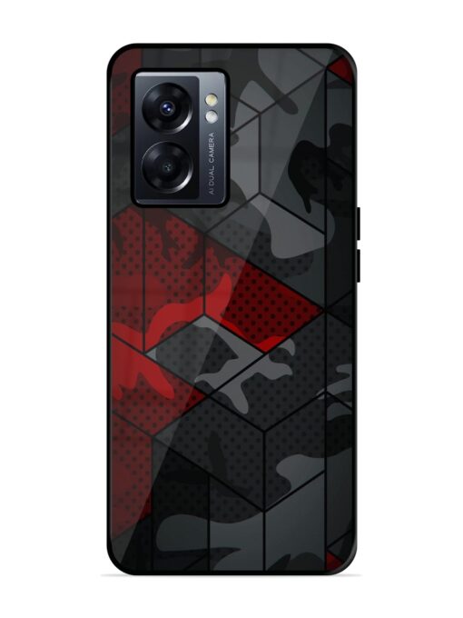 Red And Grey Pattern Glossy Metal Phone Cover for Oppo K10 (5G) Zapvi