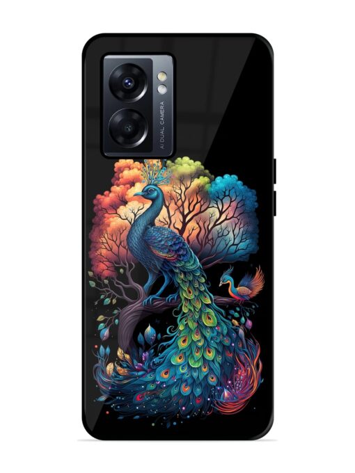 Peacock Tree Art Glossy Metal Phone Cover for Oppo K10 (5G) Zapvi