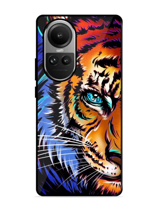 Colorful Lion Art Glossy Metal Phone Cover for Oppo Reno 10 (5G) Zapvi