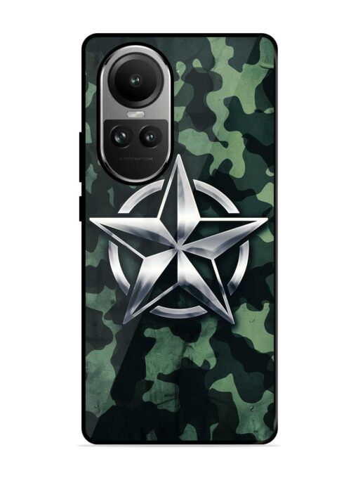 Indian Army Star Design Glossy Metal Phone Cover for Oppo Reno 10 (5G)