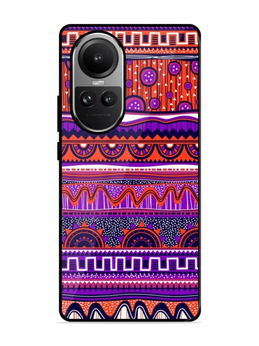 Ethnic Seamless Pattern Glossy Metal TPU Phone Cover for Oppo Reno 10 (5G)