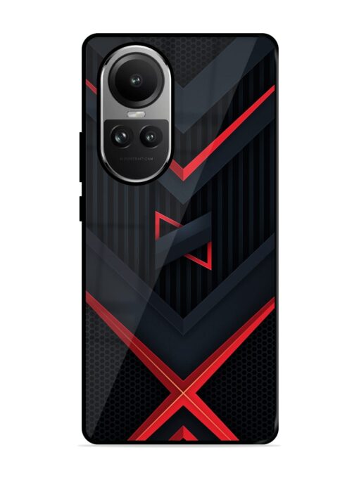 Red Gray Abstract Glossy Metal Phone Cover for Oppo Reno 10 (5G) Zapvi