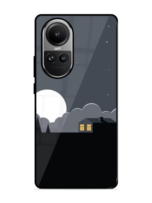 Full Moon Vector Art Glossy Metal Phone Cover for Oppo Reno 10 (5G)