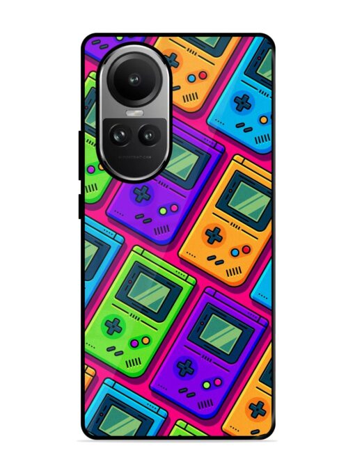 Game Seamless Pattern Glossy Metal Phone Cover for Oppo Reno 10 (5G) Zapvi