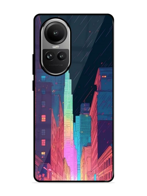 Minimal City Art Glossy Metal Phone Cover for Oppo Reno 10 (5G) Zapvi