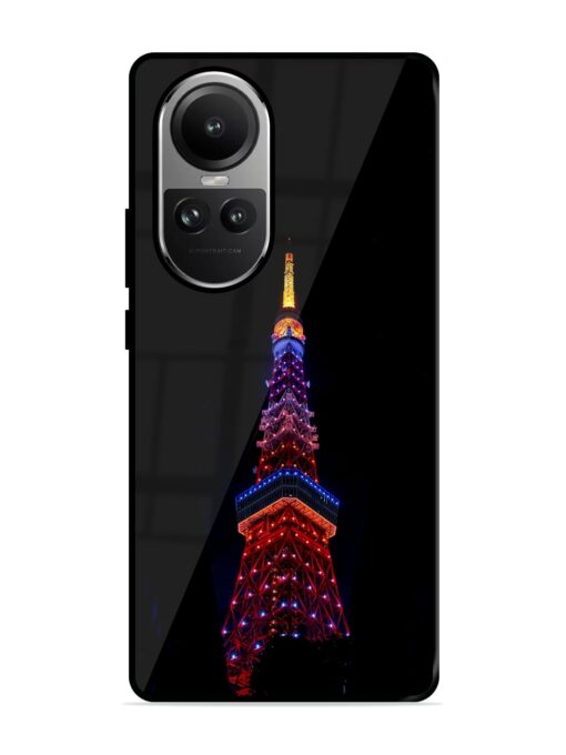 Eiffel Tower Night View Glossy Metal Phone Cover for Oppo Reno 10 (5G) Zapvi