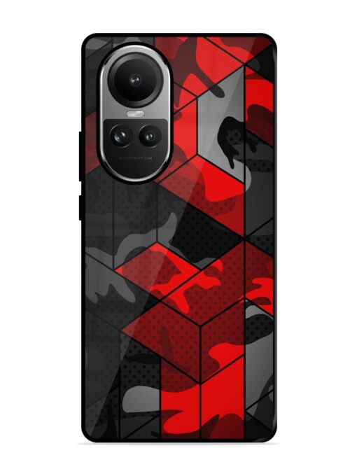 Royal Red Camouflage Pattern Glossy Metal Phone Cover for Oppo Reno 10 (5G) Zapvi