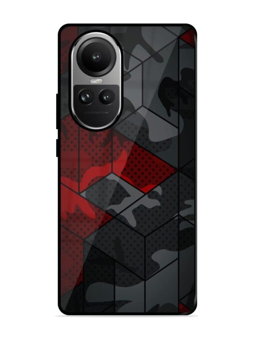 Red And Grey Pattern Glossy Metal Phone Cover for Oppo Reno 10 (5G)