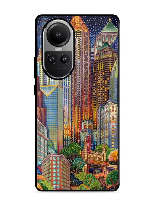 Cityscapes Art Glossy Metal Phone Cover for Oppo Reno 10 (5G)