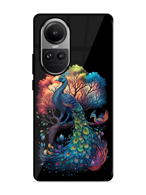 Peacock Tree Art Glossy Metal Phone Cover for Oppo Reno 10 (5G) Zapvi