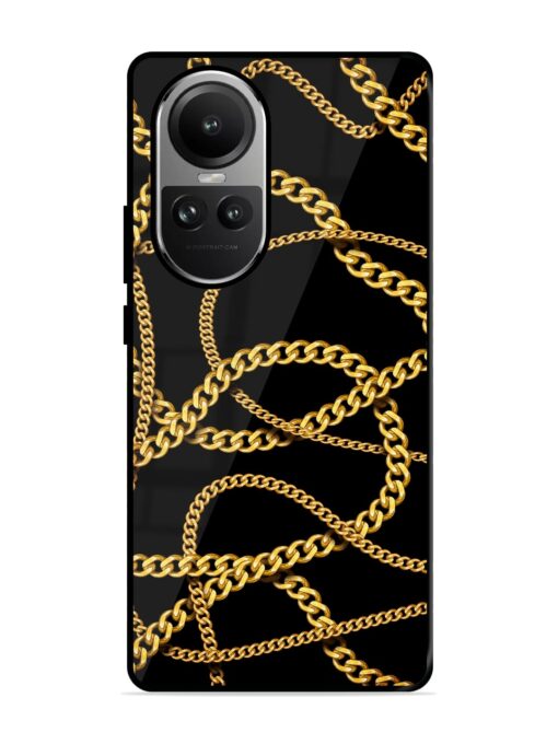 Decorative Golde Chain Glossy Metal Phone Cover for Oppo Reno 10 (5G) Zapvi