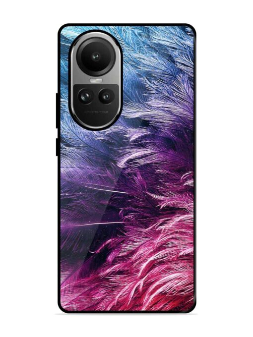 Light Grey Feather Background Glossy Metal Phone Cover for Oppo Reno 10 Pro (5G) Zapvi