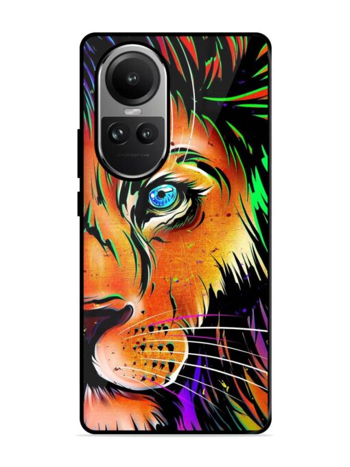 Colorful Lion Design Glossy Metal TPU Phone Cover for Oppo Reno 10 Pro (5G) Zapvi