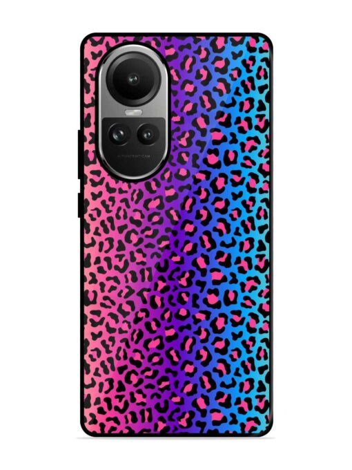 Colorful Leopard Seamless Glossy Metal Phone Cover for Oppo Reno 10 Pro (5G)