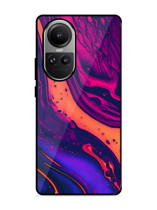 Fluid Blue Pink Art Glossy Metal Phone Cover for Oppo Reno 10 Pro (5G) Zapvi