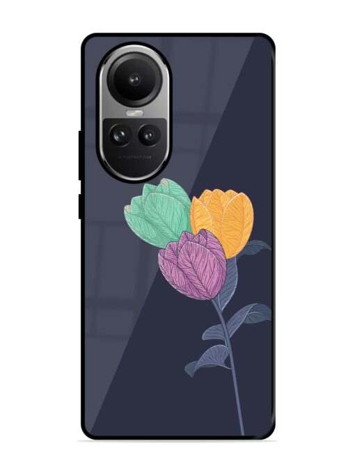 Flower Vector Glossy Metal Phone Cover for Oppo Reno 10 Pro (5G) Zapvi