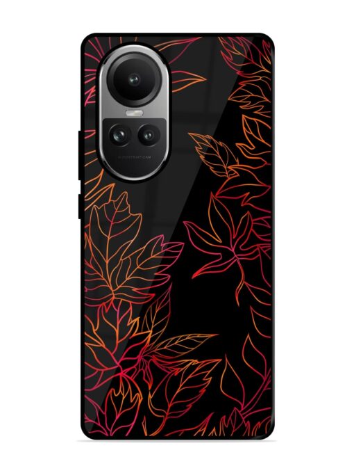 Red Floral Pattern Glossy Metal Phone Cover for Oppo Reno 10 Pro (5G)