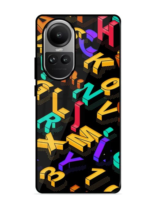 Seamless Pattern With Letters Glossy Metal Phone Cover for Oppo Reno 10 Pro (5G)