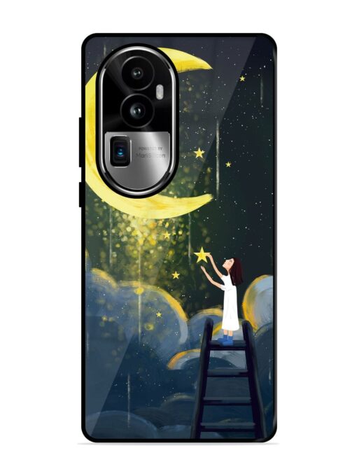 Moonlight Healing Night Illustration Glossy Metal TPU Phone Cover for Oppo Reno 10 Pro Plus (5G) Zapvi