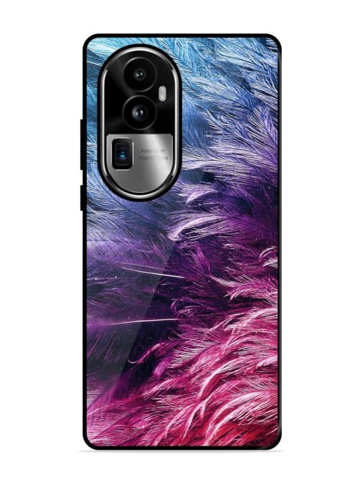 Light Grey Feather Background Glossy Metal Phone Cover for Oppo Reno 10 Pro Plus (5G) Zapvi