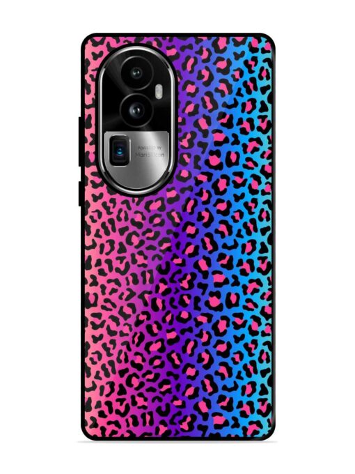 Colorful Leopard Seamless Glossy Metal Phone Cover for Oppo Reno 10 Pro Plus (5G) Zapvi