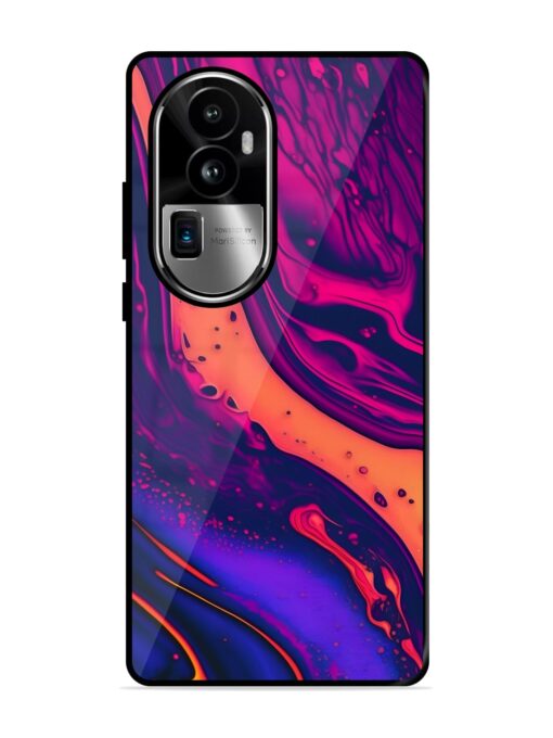 Fluid Blue Pink Art Glossy Metal Phone Cover for Oppo Reno 10 Pro Plus (5G)