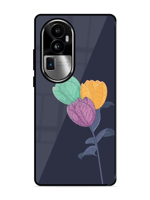 Flower Vector Glossy Metal Phone Cover for Oppo Reno 10 Pro Plus (5G) Zapvi