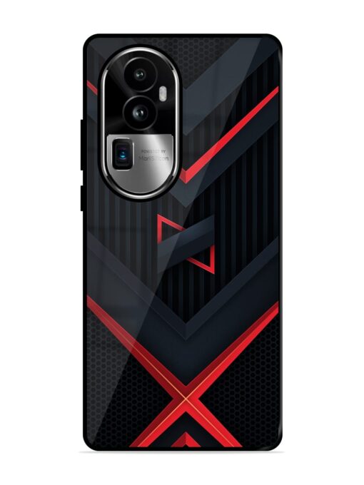 Red Gray Abstract Glossy Metal Phone Cover for Oppo Reno 10 Pro Plus (5G) Zapvi