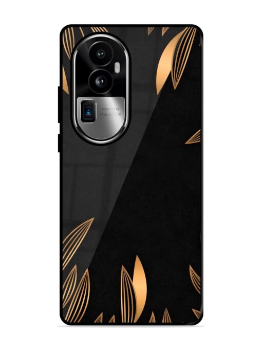 Golden Leaf Pattern Glossy Metal Phone Cover for Oppo Reno 10 Pro Plus (5G) Zapvi