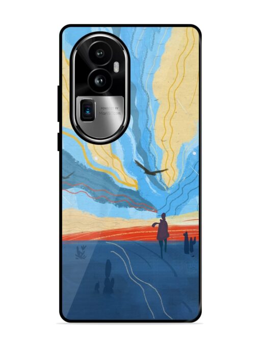 Minimal Abstract Landscape Glossy Metal Phone Cover for Oppo Reno 10 Pro Plus (5G) Zapvi